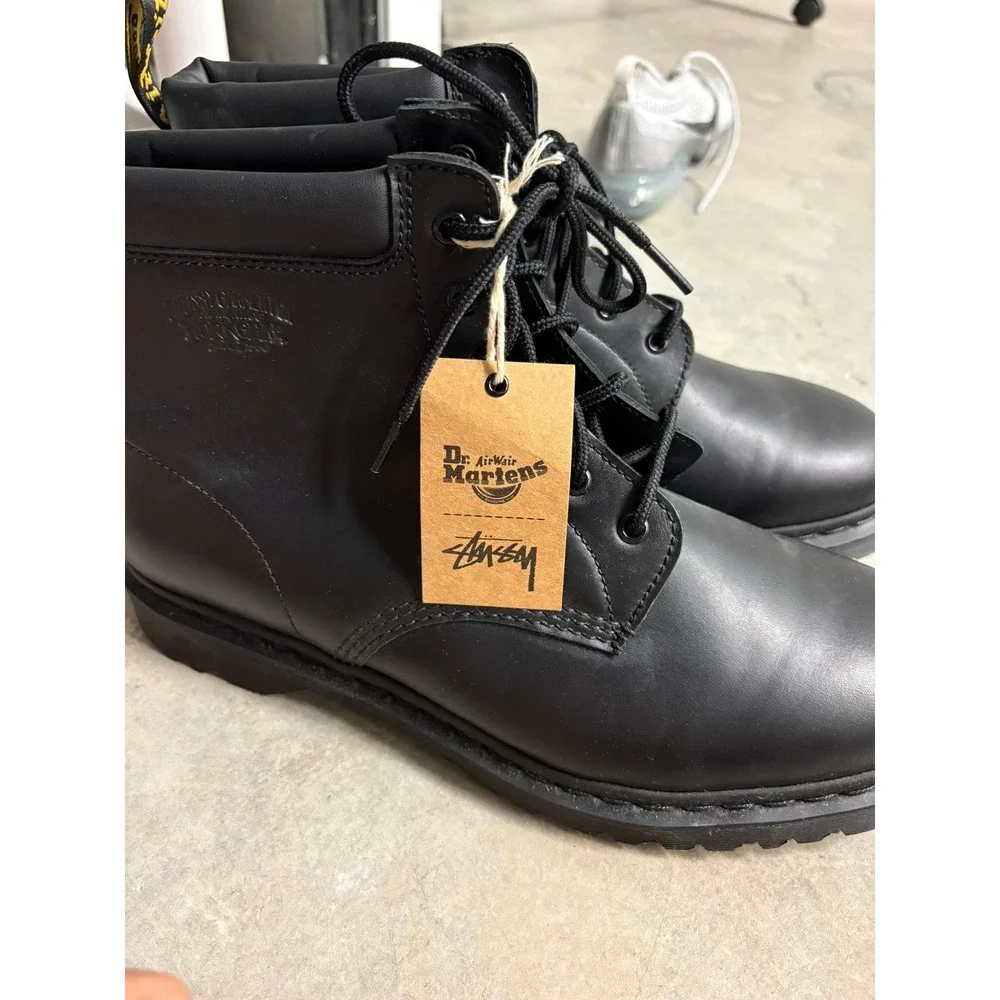 Dr. Martens Stussy 939 6-Eye Leather Boots Black Mens 13 Collaboration